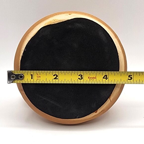 Vintage Cream Brown Glaze Ribbed Pottery No Spill Retro Travel Coffee Mug 14 oz - Picture 5 of 7